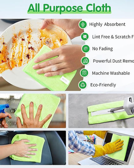 FIXSMITH Sage Green Microfiber Cleaning Cloth -Pack of 8, Highly Absorbent Cleaning Rags, 16"X12" All Purpose Cleaning Towels for Housekeeping, Kitchen, Car, Lint Free and Reusable Microfiber Towels