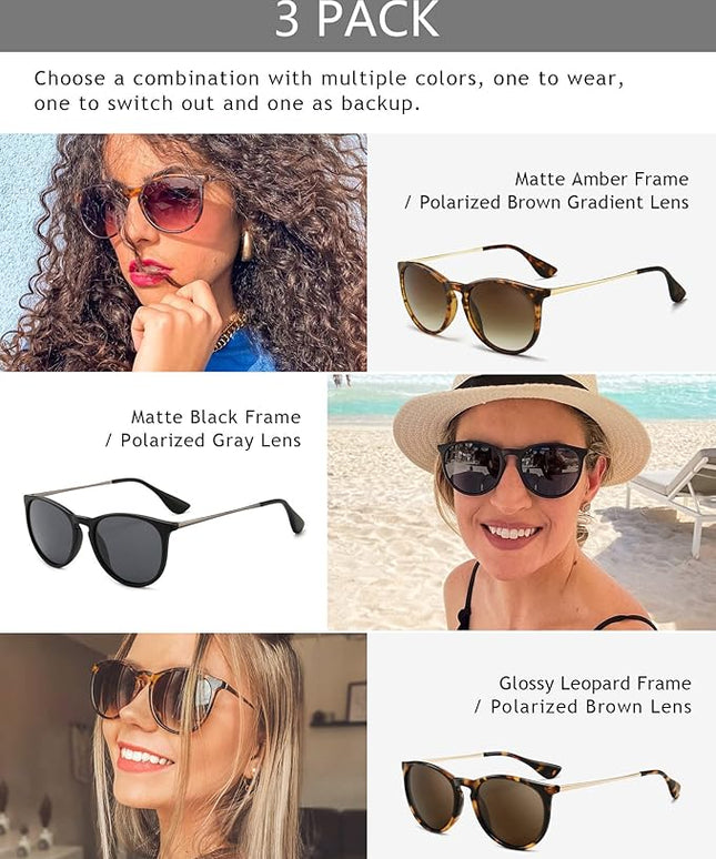 SUNGAIT Premium Vintage Round Sunglasses for Women Men Classic Retro Trendy Style