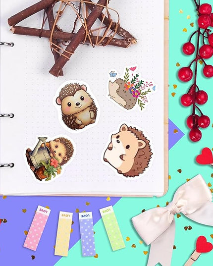 BulbaCraft Hedgehog Stickers for Water Bottle and Laptop - Hedgehog Party Supplies & Decorations, Waterproof Vinyl Decals, Cute Animal and Pet Stickers, Gifts for Women & Men