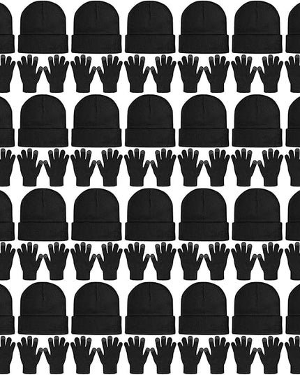SATINIOR 56 Pcs Bulk Winter Hats and Gloves Set for Homeless Beanies Touchscreen Gloves Knit Cuffed Skull Caps for Men Women