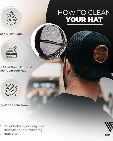 Urban Effort Mesh Back Cap - for Men and Women Baseball Hat 5-Panel Trucker Hat - Great Snapback Closure for Hunting & Hiking