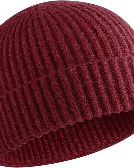 50% Wool Warm Cuffed Swag Knit Short Fisherman Beanie for Men Women Winter Hats Trawler Skull Cap