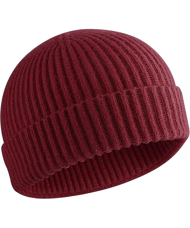 50% Wool Warm Cuffed Swag Knit Short Fisherman Beanie for Men Women Winter Hats Trawler Skull Cap
