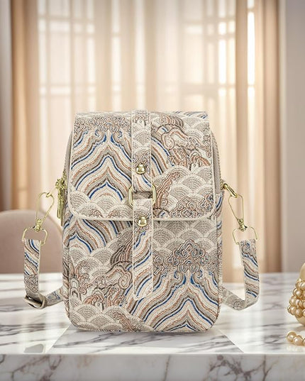 myfriday Vintage Crossbody Phone Bag for Women, Small PU Leather Shoulder Purse and Handbag with Tassel&Rivet Decoration