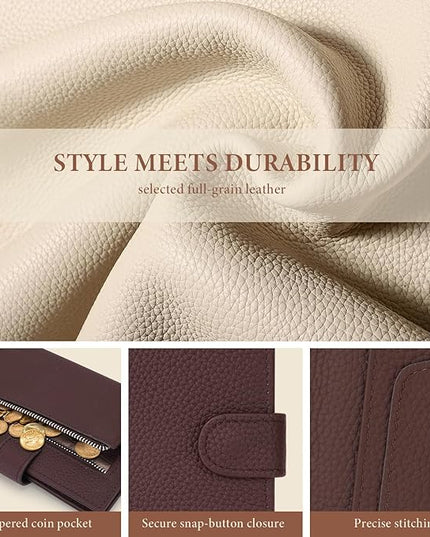 Genuine Leather Passport Holder for Women Men, Hidden Airtag Pocket, RFID Blocking, Zippered Coins Pocket & Cash Compartment Travel Gifts Essentials Passport Cover Case - Coffee