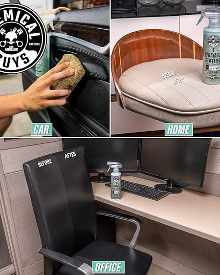 Chemical Guys SPI_103 Sprayable Leather Cleaner and Conditioner in One for Interiors, Apparel, and More (Works on Natural, Synthetic, Pleather, Faux Leather and More) Leather Scent, 128 fl oz (1 Gal)