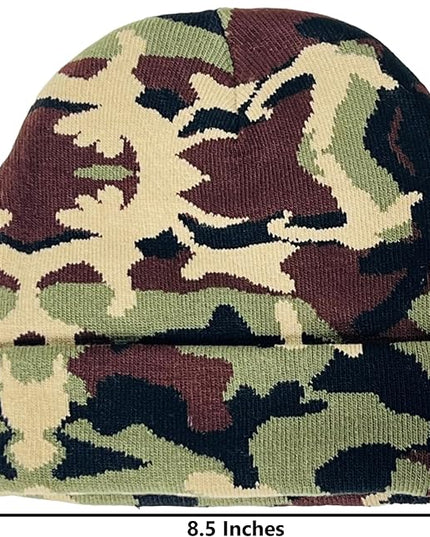 Super Soft Adult & Child Camo Print Winter Knit Beanie Set