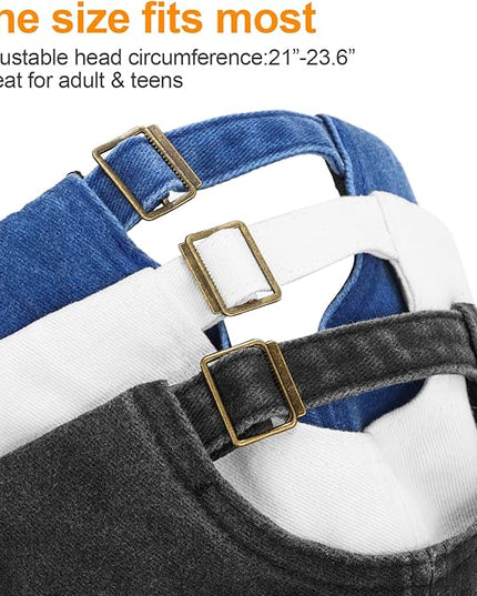 MEINICY 3 Packs Washed-Cotton Plain Baseball Cap, Vintage Adjustable Dad Hats Gift for Men/Women,Unstructured