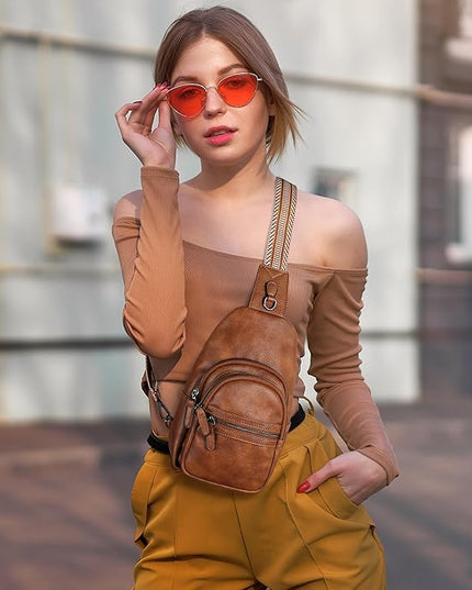 HESHE Sling Bag for Women Anti Theft Small Crossbody Bags Leather Fanny Pack Cross Body Purse for Travel