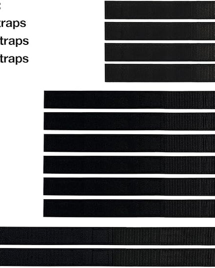 Quick-Straps by Wrap-It Storage - Assorted 12-Pack Black - Hook and Loop Hose and Cable Organizers