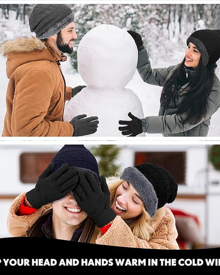 Suhine 40/110 Pcs Winter Hats and Gloves Bulk for Men Women Fleece Lined Beanie & Glove Set Unisex Hats Gloves for Homeless
