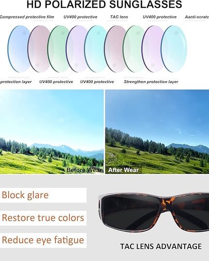 MEETSUN Fit Over Glasses Sunglasses for Men Women,Wrap Around Sunglasses Polarized UV400 Protection