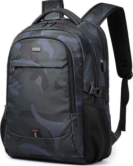DUSLANG 17 Inch Travel Laptop Backpack Water Resistant Hiking Backpack for Men Laptop Bag with USB Charging Port,Camouflage green