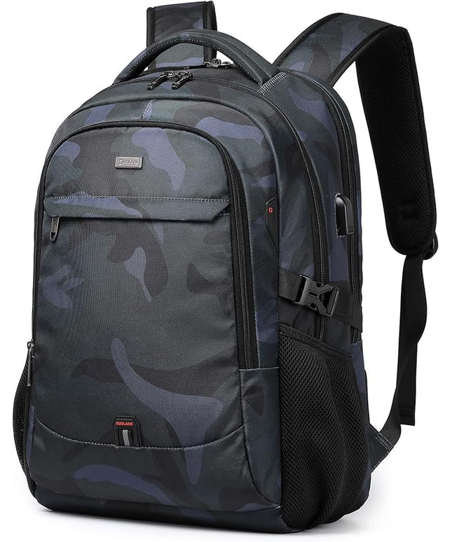 DUSLANG 17 Inch Travel Laptop Backpack Water Resistant Hiking Backpack for Men Laptop Bag with USB Charging Port,Camouflage green