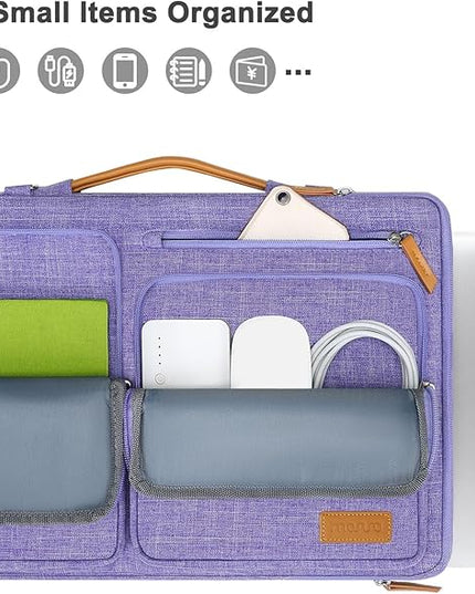 MOSISO 360 Protective Laptop Shoulder Bag,14 inch Computer Bag Compatible with HP Lenovo Dell ASUS Acer, HP, Dell Latitude, Lenovo,Side Open Messenger Bag with 4 Zipper Pockets&Handle, Purple