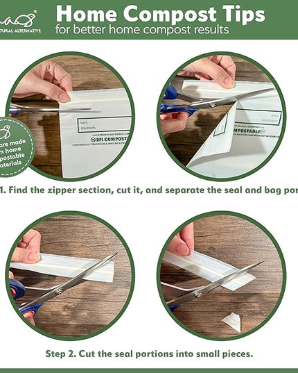 100% Compostable Food Storage Bags [Snack 300 Pack] Eco-Friendly Freezer Bags, Resealable Bags, Heavy-Duty, Reusable, Off-White by Earth's Natural Alternative