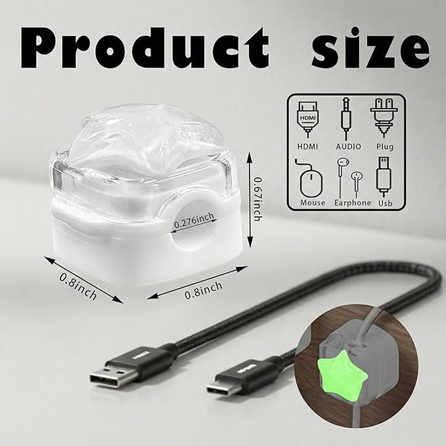9Pack Magnetic Cable Clips for Nightstand, Adhesive Night-Glowing Cord Holder Organizer for Office Home Desk Wall Car (White,Star)