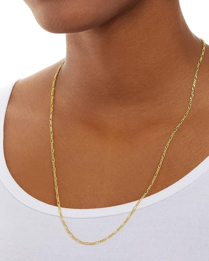 Amazon Essentials 14k Gold or Sterling Silver Plated Figaro Chain Necklace