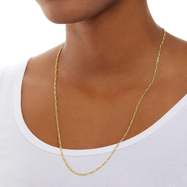 Amazon Essentials 14k Gold or Sterling Silver Plated Figaro Chain Necklace