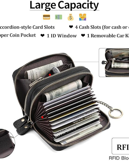 GOIACII Small Genuine Leather Wallet for Women, RFID Blocking Credit Card Holder Wallet