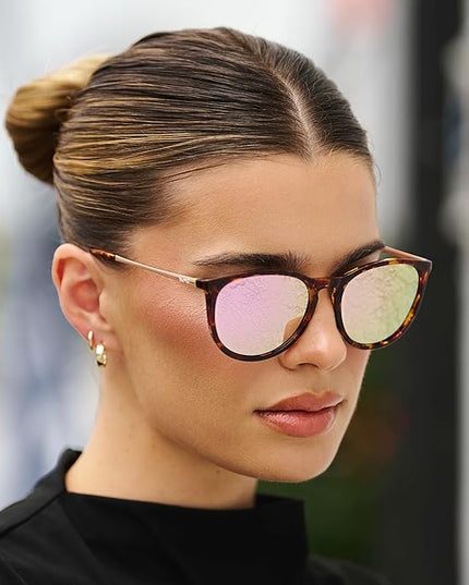 WearMe Pro Round Polarized Sunglasses for Women - UV400 Protection, Lightweight Frame, Vintage Retro Style