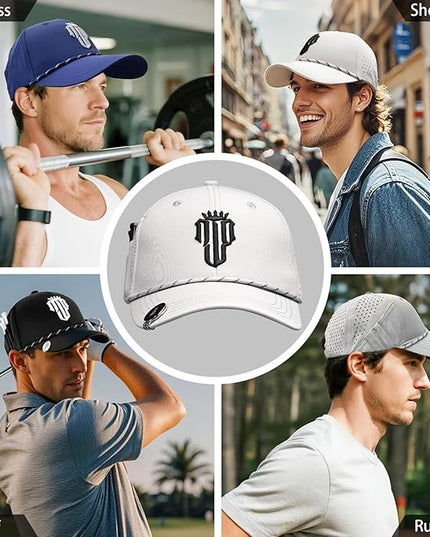 NJF Golf™ Hat Men - Breathable Mens Golf Hats, Adjustable Rope Snapback Cap, Convenient Cap with Tee Holder