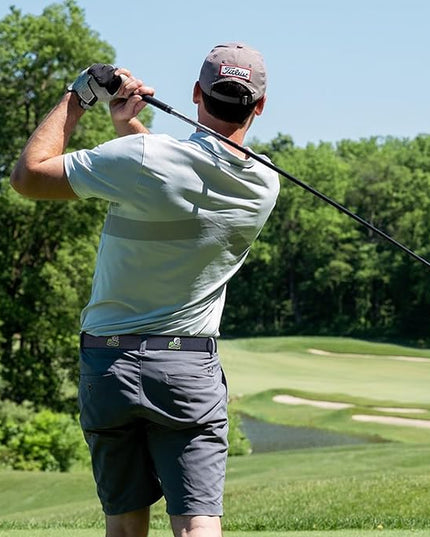 Mile High Life Golf Belts for Men, Canvas Belt with Genuine Leather Tips, Embroidered 2 Layer Web Belt with Pin Buckle