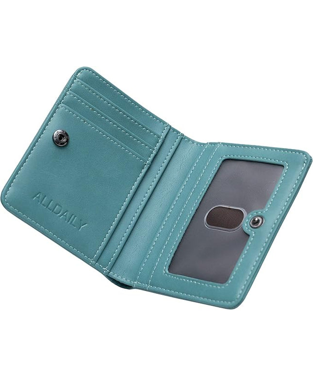 Alldaily Small RFID Wallet for Women Slim Compact Bifold Pocket Ladies Travel Mini Purse (Purist Blue)