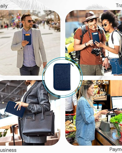 Single Passport Holder for Travel, RFID Travel Document Organizer for Women Waterproof Passport Wallet Men Portable Case for Cards, Boarding Pass, ID, Money, Tickets with Zipper