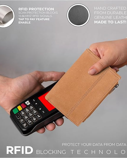 Oak Leathers Wallet For Women Full Grain Leather - Small RFID Coin Purse Credit Card & ID Holder for Ladies,Bifold Wallets for Teenager | Small, RFID, Coin Purse, for Ladies, for Teenager