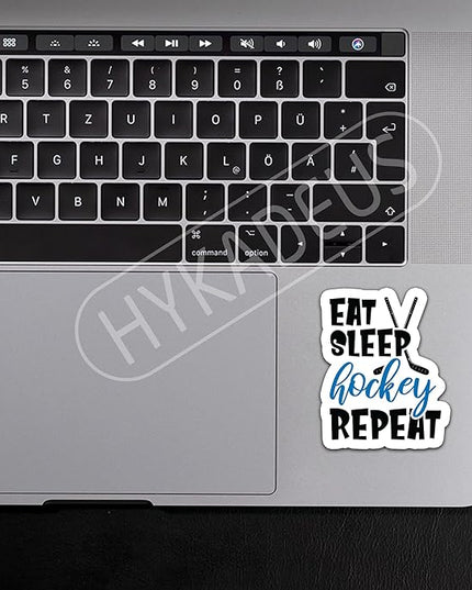(3Pcs) Hockey Stickers Eat Sleep Hockey Repeat Vinyl Decals Waterproof Sticker for Water Bottles Scapbooks Laptop Phones Tumblers, Gifts for Teens Girls Ice Hockeys Fans, 3" x 2.4"
