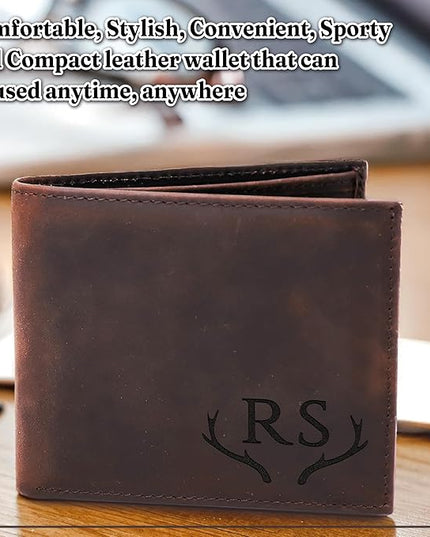 Custom Wallet for Men, Dad, Him, Mens Christmas Gifts, Genuine Leather Wallet with Custom Name for Anniversary, Personalized Unique Design Wallet for Him, Father, Boyfriend, Husband, Grandpa, Son