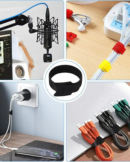70 PCS 8 inch Cable Ties Reusable Cable Management Adjustable Cable Organizer, Cable Straps, Cord Wraps and Hook Loop Straps for Computer,Gaming, Wire, Desk- Home Office Essentials