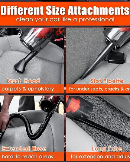 Viewsun Car Cleaning Kit, Orange 17pcs Car Interior Detailing Kit with High Power Handheld Vacuum, Detailing Brush Set, Windshield Cleaner, Cleaning Gel, Complete Auto Accessories for Women Men Teens