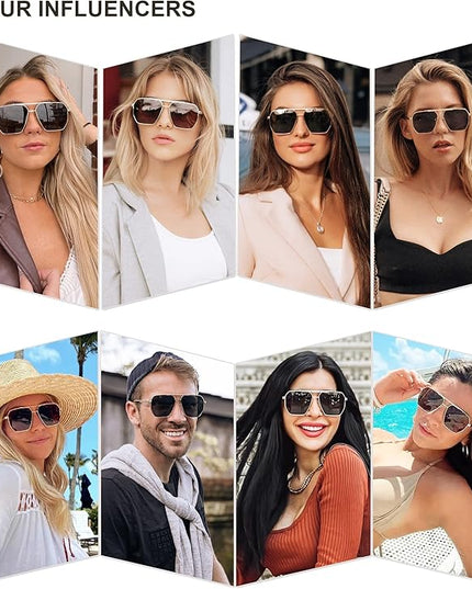 SOJOS Retro Oversized Square Polarized Sunglasses for Women Men Vintage Shades Classic Large Metal Sun Glasses