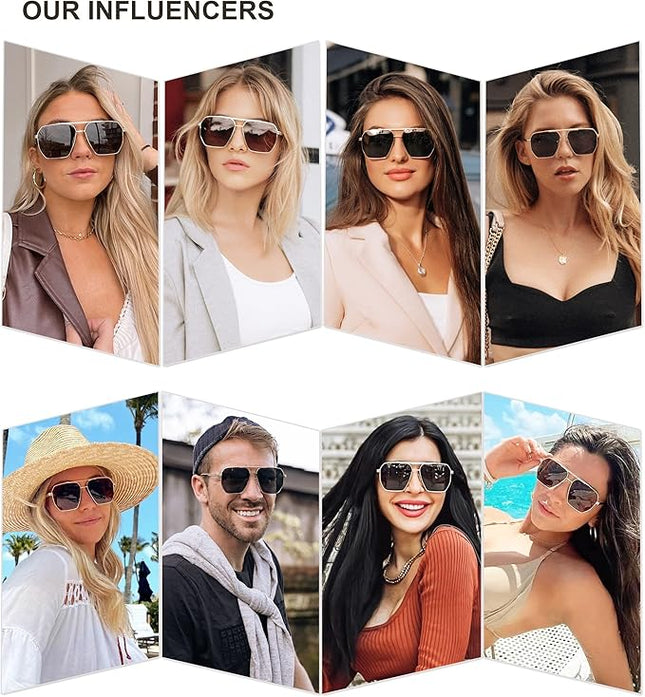 SOJOS Retro Oversized Square Polarized Sunglasses for Women Men Vintage Shades Classic Large Metal Sun Glasses