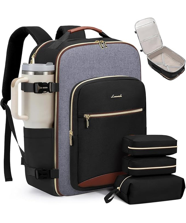 LOVEVOOK 40L Travel Backpack for Women & Men, Airline Approved Carry On Luggage with 3 Packing Cubes, TSA Overnight Bags, Waterproof Personal Item Bag, Weekender Essentials Backpacks fits 17" Laptop