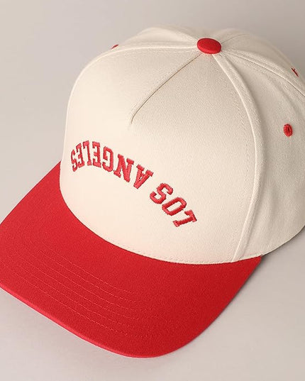 MIRMARU Two-Tone Vintage Canvas Trucker Hats for Men & Women, Adjustable Size Baseball Caps with Trendy Embroidered Design