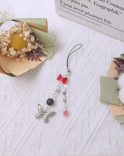 1-4PCS Cute Phone Charms Aesthetic Y2K Cell Phone Charms Strap Strawberry Butterfly Star PhoneCharm Y2K Accessories for Bag Keychain Airpods Camera Pendants Decor