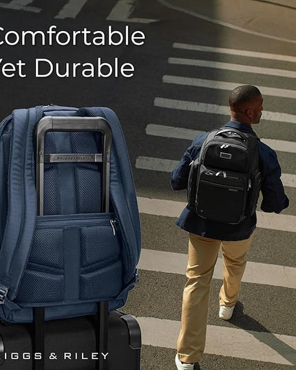 Briggs & Riley Medium Cargo Backpack for Women & Men - Laptop Backpack, For Work & Travel, Lightweight & Durable, Padded Straps, Fits up to 15" Laptop - @work Collection, Navy