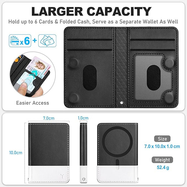 TUCCH for Magsafe Card Holder with Clear ID Window, Fit 6 Cards, RFID Blocking PU Leather Men Women Magnetic Phone Wallet for iPhone 17/16/15/14/13/12/Plus/Air/Pro/Pro Max Series, Black & White