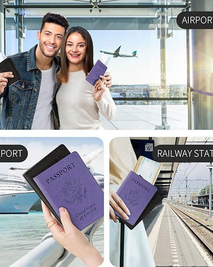 Passport Holder, Passport Wallet For Women (Purple)
