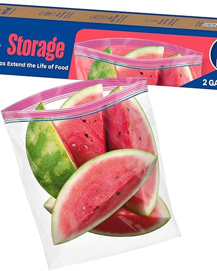 Ziploc 2 Gallon Food Storage Bags, Grip 'n Seal Technology for Easier Grip, Open, and Close, 12 Bags Total
