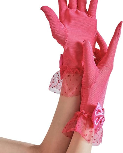 Sahabowi Satin Gloves Formal Bridal Banquet Party Wedding Opera Solid Colorful Mitten For Women