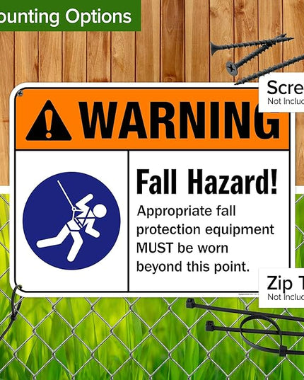 Warning Fall Hazard Appropriate Fall Protection Equipment Sign, 18x24 Inches, 55 mil thick HDPS (high density polystyrene), Made in USA by My Sign Center