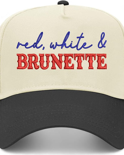Red, White, & Brunette Hat | Premium Vintage Trucker Hat with Adjustable Snapback for Men and Women