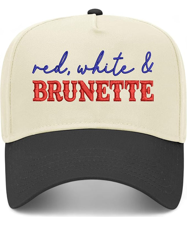 Red, White, & Brunette Hat | Premium Vintage Trucker Hat with Adjustable Snapback for Men and Women