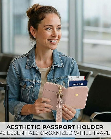 Beautiful Passport Holder for Travel with Wristlet Strap - All-in-One Wallet for Women with Card Slots and Tassel Keychain - Perfect Case to Keep Your Travel Documents Organized & Safe