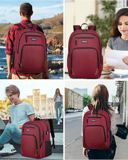 Red Backpack for School, School BackPack for Teens, Boys and Girls, with 15.6 inch Laptop Bookbag for College High School, Large Computer Back Pack with Compartments for Men & Women