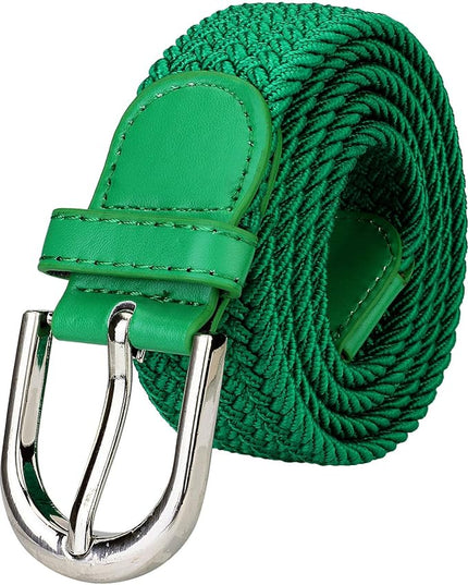 Falari Men Women Multicolored Elastic Stretch Braided Belt Canvas Fabric Woven No Holes Belt